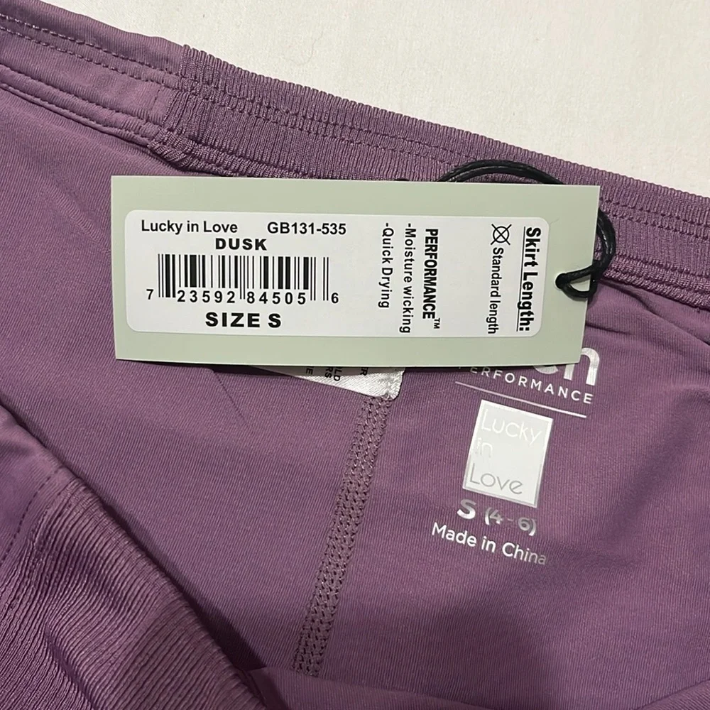 Lucky In Love Womens Tech Flight Short Golf Skort in Dusk Purple NWT